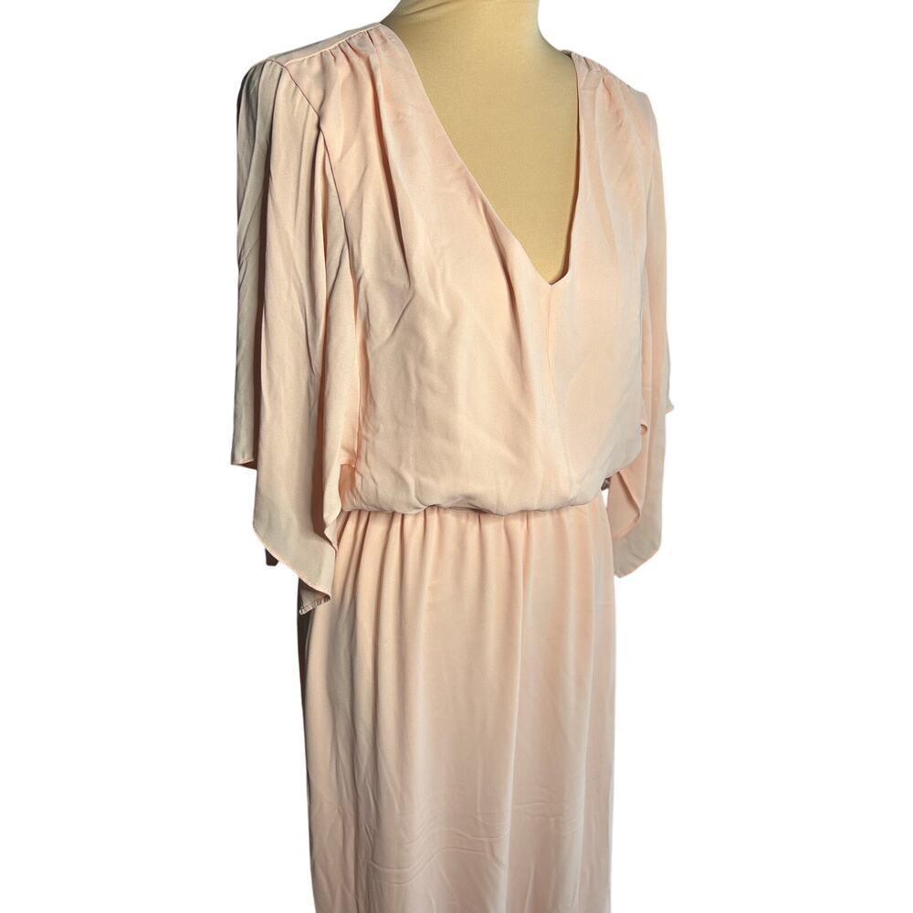 Antonio Melani Blush Pink Maxi Dress V-Neck Flutter Sleeve Cinched Waist Sz 4 - Picture 4 of 10